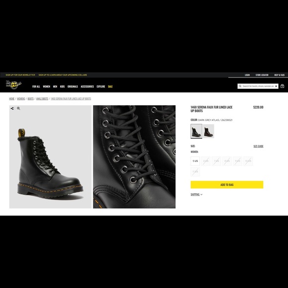 Dr.Martens 1460 Serena faux furlined lace up boots - Picture 1 of 2